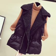 Load image into Gallery viewer, Lamb fur vest female autumn and winter Korean version of loose waist-strap vests shoulder-length wearing short down cotton horse clip