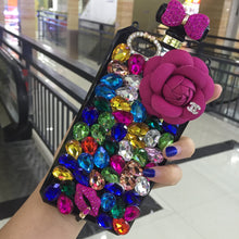 Load image into Gallery viewer, 香水瓶水钻苹果保护套oppor9三星等多型号山茶花奢华镶钻软壳适用