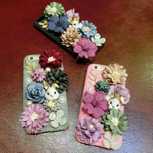 Load image into Gallery viewer, 韩国复古花朵兔子iphone7/8plus手机壳卡通苹果xsmax绒布保护套6s
