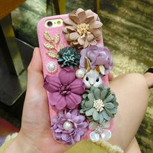 Load image into Gallery viewer, 韩国复古花朵兔子iphone7/8plus手机壳卡通苹果xsmax绒布保护套6s