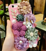 Load image into Gallery viewer, 韩国复古花朵兔子iphone7/8plus手机壳卡通苹果xsmax绒布保护套6s