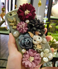 Load image into Gallery viewer, 韩国复古花朵兔子iphone7/8plus手机壳卡通苹果xsmax绒布保护套6s