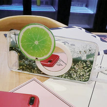 Load image into Gallery viewer, 清新水果镜子三星j8/2018手机壳a6plus流沙降温j6闪粉j4液态s10