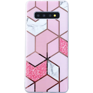 ins风简约大理石三星note10+手机壳5G版s10奢华电镀闪s8全包软壳s9+时尚亮面保护套s8plus冷淡风s10+软胶女