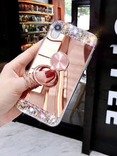 Load image into Gallery viewer, 新款三星s8手机壳m10补妆神器a50镜面壳s9上下镶钻s9plus硅胶套s8plus时尚m20奢华保护套s9+圆指环a30女款潮