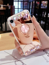 Load image into Gallery viewer, 新款三星s8手机壳m10补妆神器a50镜面壳s9上下镶钻s9plus硅胶套s8plus时尚m20奢华保护套s9+圆指环a30女款潮