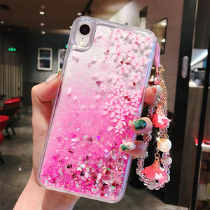 苹果x手机壳苹果6splus闪粉液体流沙iphone7全包防摔8p女款软壳潮