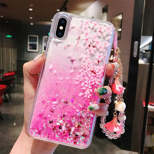 苹果x手机壳苹果6splus闪粉液体流沙iphone7全包防摔8p女款软壳潮