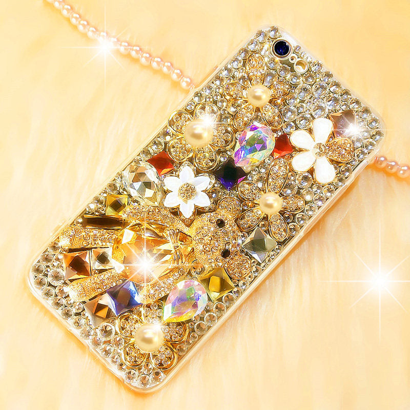 奢华熊iphonex手机壳苹果8p带钻女款7plus镶钻女xsmax水钻ix潮牌欧美xr新款6s网红6plus满钻xmax硅胶iphonexr