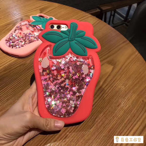减压流沙草莓iPhoneXSMax手机壳苹果X软壳硅胶防摔7plus/8p可爱Xr