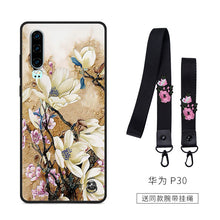 Load image into Gallery viewer, 佳朗华为P30手机壳男女款防摔磨砂硅胶全包个性创意P30lite网红卡通简约文艺清新p30Pro保护套复古花潮流情侣