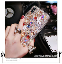 Load image into Gallery viewer, 奢华熊iphonex手机壳苹果8p带钻女款7plus镶钻女xsmax水钻6plus潮