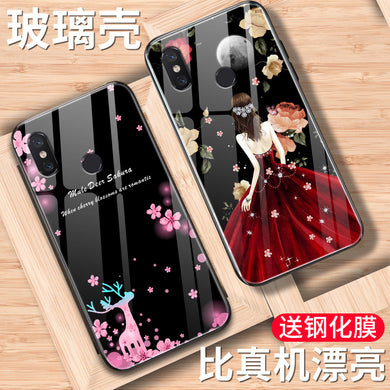 红米6pro手机壳玻璃红米6a保护套硅胶软边全包防摔红米6镜面玻璃个性创意女款潮牌全新卡通可爱redmi六