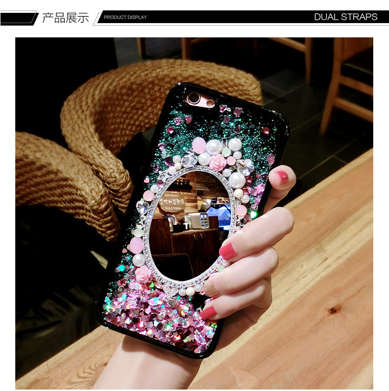 为nova2plus手机壳液体流沙nova2s创意挂绳nova化妆镜软壳潮女