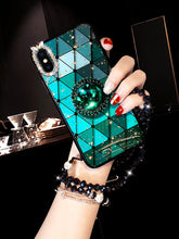 Load image into Gallery viewer, 苹果x手机壳女款镶钻xs网红xr菱格xsmax潮牌iphonex硅胶xr保护套带挂绳时尚max水钻支架个性抖音潮女创意潮款