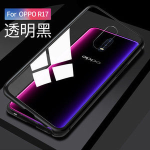 手机壳OPPO A1K钢化玻璃双面透明创意全包镜面玻璃磁吸翻盖式全屏覆盖保护套金属边框万磁王硬壳Realme C2