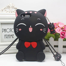 Load image into Gallery viewer, 招财猫iphonex手机壳xsmax卡通苹果7防摔8plus可爱xr硅胶套6s女xs