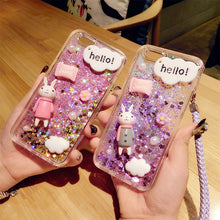 Load image into Gallery viewer, 网红兔子三星m10可爱手机壳m20创意闪粉三星a70液体流沙硅胶软套
