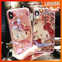 Load image into Gallery viewer, 闪钻浮雕卡通苹果6s手机壳iphone7/8/plus蓝光软套女款x奢华iphonexs max少女xr潮6splus苹果xs个性11promax
