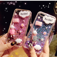 Load image into Gallery viewer, 网红兔子三星m10可爱手机壳m20创意闪粉三星a70液体流沙硅胶软套