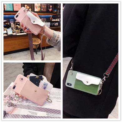 收纳零钱包抹茶绿华为荣耀7x手机壳gr5/gr3斜挎y7/y6 pro 2017套