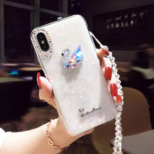 Load image into Gallery viewer, 新款苹果x手机壳女iphone6贝壳11pro硅胶壳11pro max炫彩7plus包边软8plus挂绳11天鹅8水钻少女xs包边软