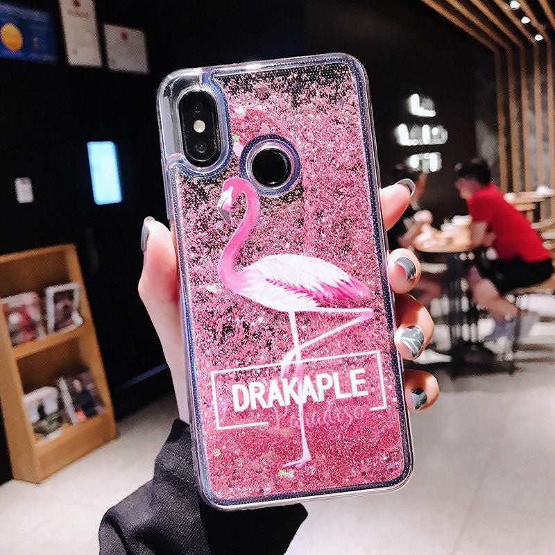 火烈鸟小米8手机壳8青春版mix2s红米6女note5流沙6X流动5X透明MIX2液体note3网红max2八液态6A硅胶六redmi6潮