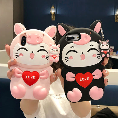 可爱猫咪oppoA7X手机壳R17/A9X手机套OPPO R15/r11s卡通硅胶a73防摔A79t挂绳A5/A7x可爱全包边软保护壳少女潮