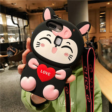 Load image into Gallery viewer, 可爱猫咪oppoA7X手机壳R17/A9X手机套OPPO R15/r11s卡通硅胶a73防摔A79t挂绳A5/A7x可爱全包边软保护壳少女潮