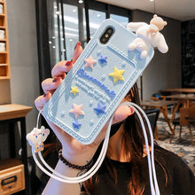 Load image into Gallery viewer, 卡通可爱立体趴趴狗苹果XSMax/XR手机壳11Pro蓝色星辰iphone8plus软硅胶7plus带挂绳个性创意6sp全包防摔套潮