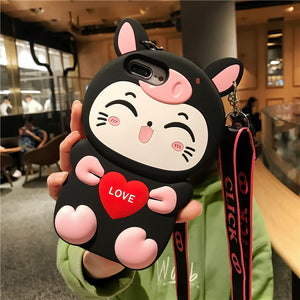 华为nova5i手机壳卡通硅胶防摔nova3i手机套nova4可爱猫咪nooa5pro全包边P30创意个性潮萌女款挂脖软壳手机壳
