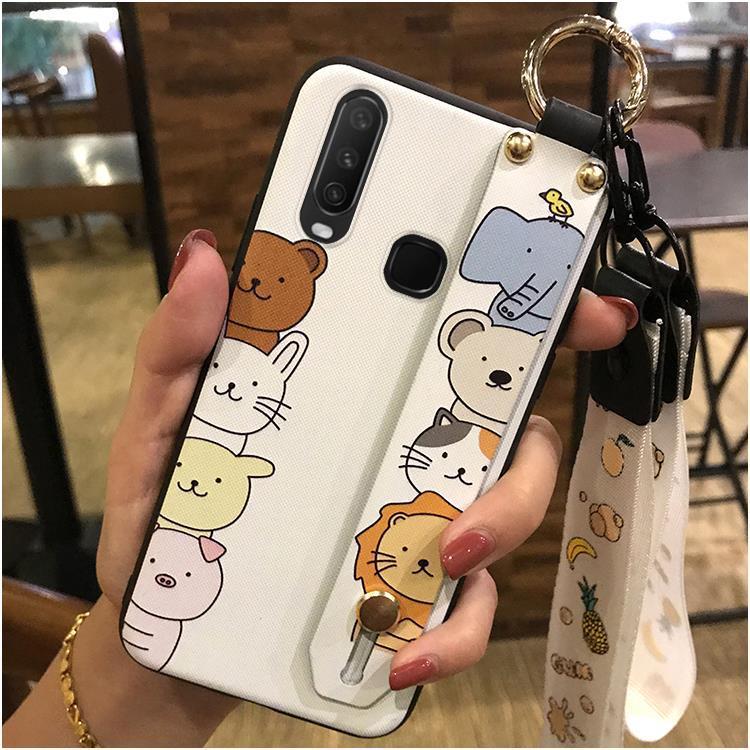 爆款VIVO Y17手机壳腕带支架保护套Y3/Y15/Y12可爱卡通挂绳软壳