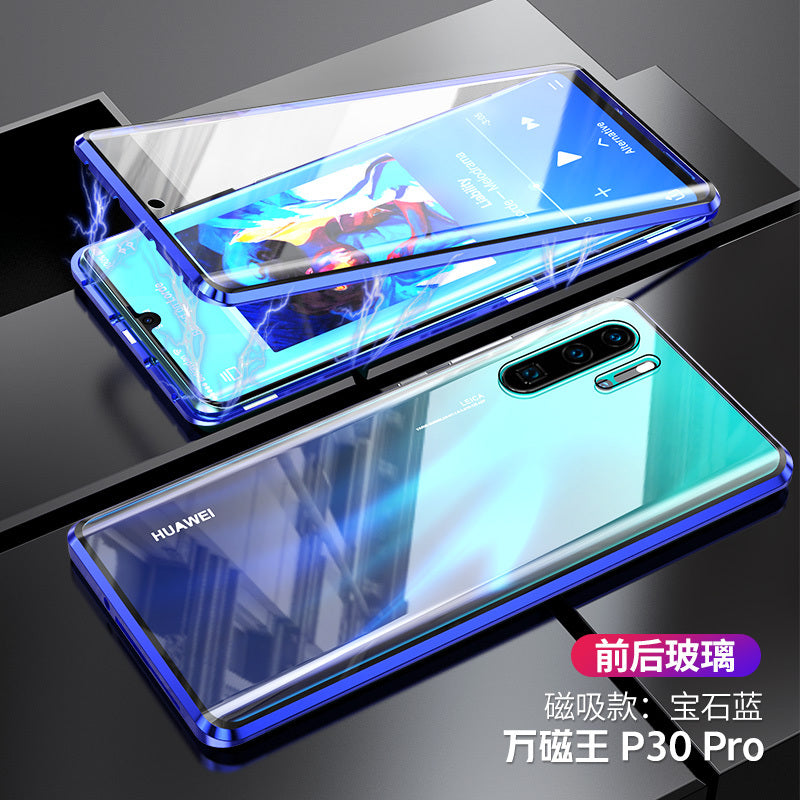 适用华为p30/p30pro/p10/p10plus手机壳30lite万磁王透明全包玻璃