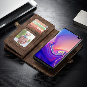 三星S10+钱包款真皮套S9+手机壳翻盖S8+多功能插卡保护套防摔S7ed