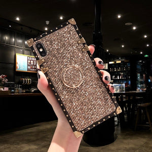 iphonexs max手机壳女款带钻xs硅胶苹果x软壳8plus全包ip7方形个性苹果6/6s潮牌防摔plus创意保护套