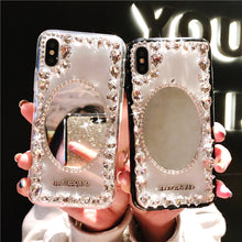 Load image into Gallery viewer, 新款镜子苹果X手机壳挂绳7plus个性创意6s水钻8透明潮女款XS MAX