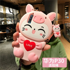 华为nova5i手机壳卡通硅胶防摔nova3i手机套nova4可爱猫咪nooa5pro全包边P30创意个性潮萌女款挂脖软壳手机壳
