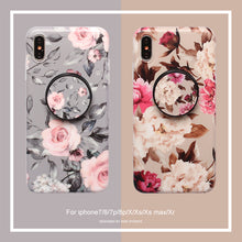 Load image into Gallery viewer, 北欧风复古花苹果XSMAX手机壳XR软壳iPhone7plus/8p硅胶6plus支架