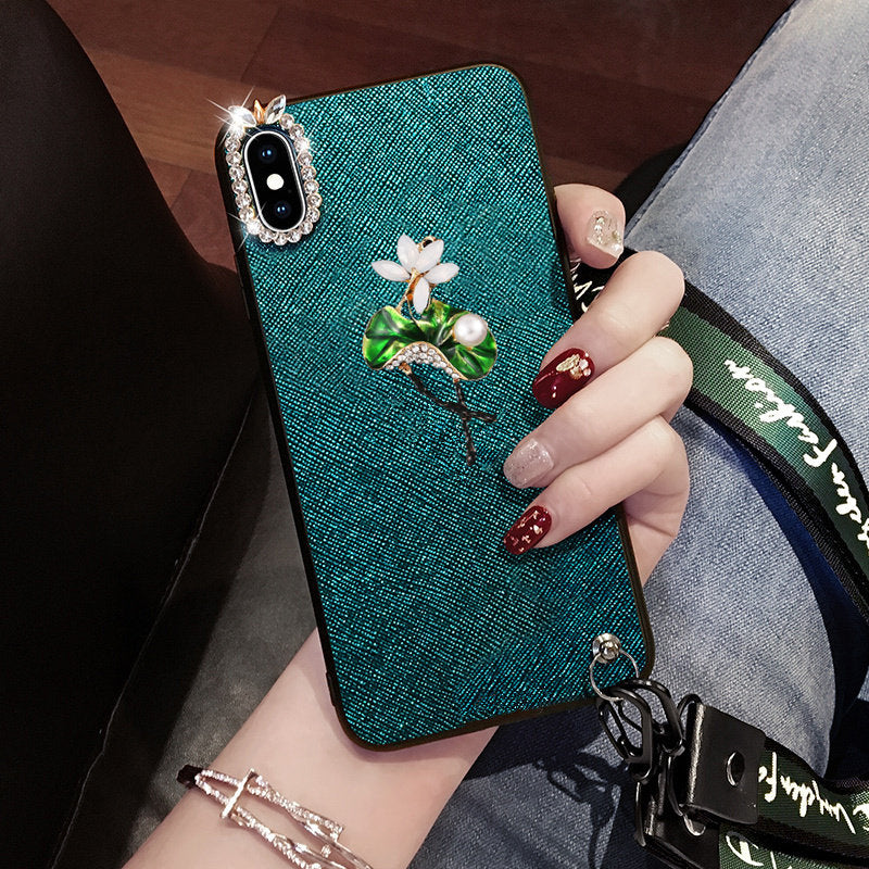 红米K20祖母绿K20PRO创意红米Note7手机壳PRO水钻兰花红米6挂绳6A保护套Redmi7女款7A奢华小米Play挂脖潮牌韩