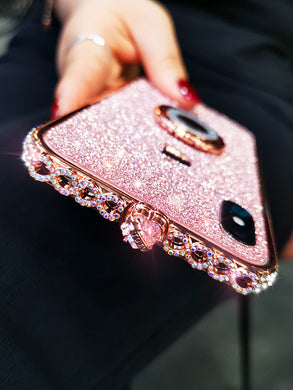 苹果x手机壳新款xs max水钻金属边框iphonex防摔满钻网红xR女闪粉8plus带钻7plus高档6p边框壳6splus个性创意