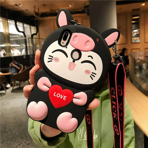 华为p20pro手机壳nova4软P30pro保护套nova5i卡通硅胶防摔P30少女款华为nova3i全包nova5pro可爱猫咪手机软壳