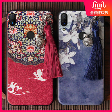 小米红米note7手机壳note7pro女款中国风创意硅胶防摔个性潮牌全包复古挂铃流苏故宫红米note7小金刚保护套