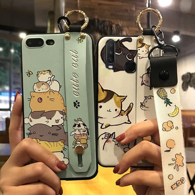 爆款VIVO Y17手机壳腕带支架保护套Y3/Y15/Y12可爱卡通挂绳软壳