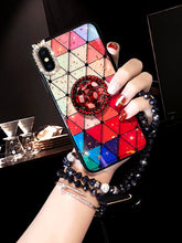 Load image into Gallery viewer, 苹果x手机壳女款镶钻xs网红xr菱格xsmax潮牌iphonex硅胶xr保护套带挂绳时尚max水钻支架个性抖音潮女创意潮款