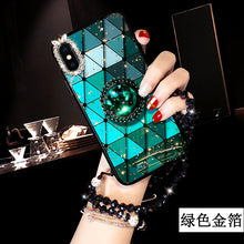 Load image into Gallery viewer, 苹果x手机壳女款镶钻xs网红xr菱格xsmax潮牌iphonex硅胶xr保护套带挂绳时尚max水钻支架个性抖音潮女创意潮款