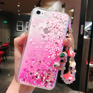 苹果x手机壳苹果6splus闪粉液体流沙iphone7全包防摔8p女款软壳潮