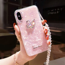 Load image into Gallery viewer, 新款苹果x手机壳女iphone6贝壳11pro硅胶壳11pro max炫彩7plus包边软8plus挂绳11天鹅8水钻少女xs包边软