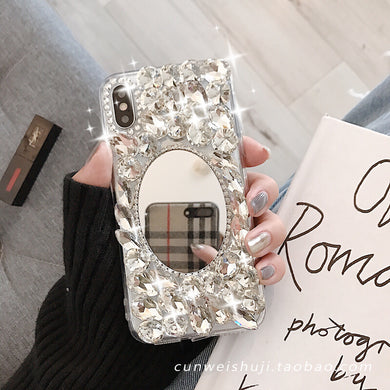 喜哥同款奢华水钻8plus苹果x手机壳XS Max/XR/7p带镜子6s软壳潮女