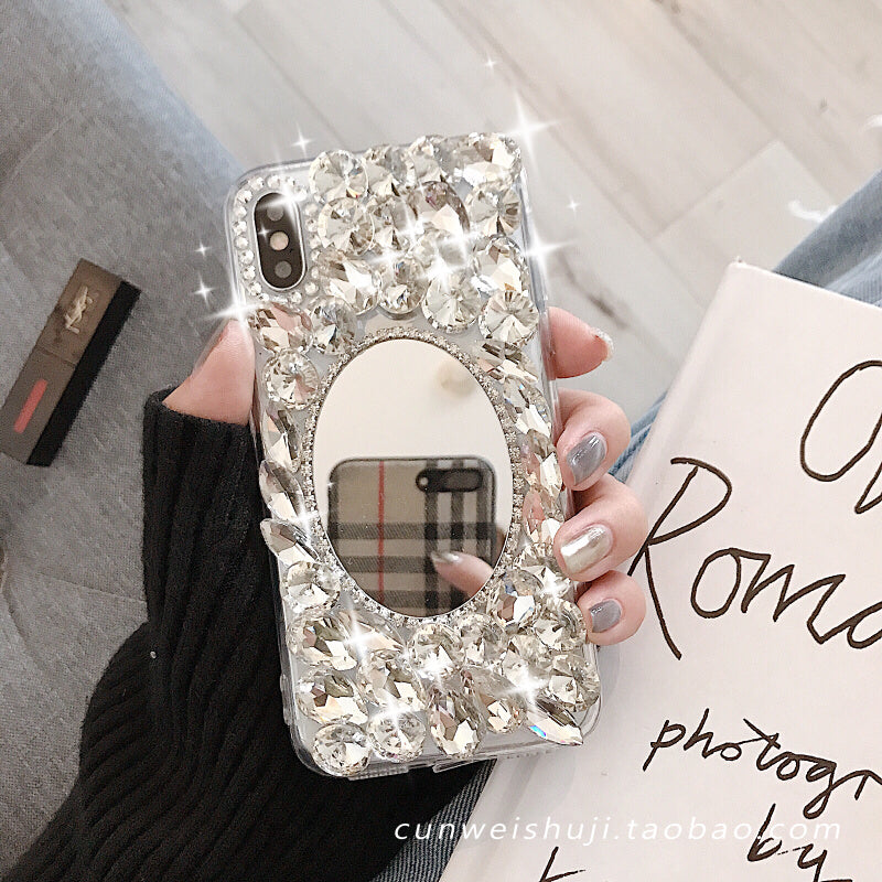 喜哥同款奢华水钻8plus苹果x手机壳XS Max/XR/7p带镜子6s软壳潮女