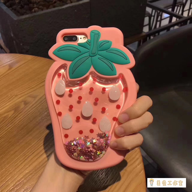 减压流沙草莓iPhoneXSMax手机壳苹果X软壳硅胶防摔7plus/8p可爱Xr